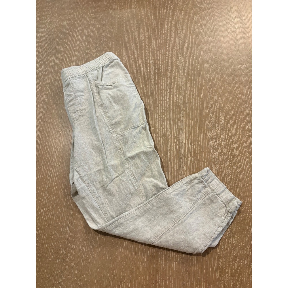Old Navy Womens Large Linen Blend Jogger Pants Beige Elastic Waist Casual